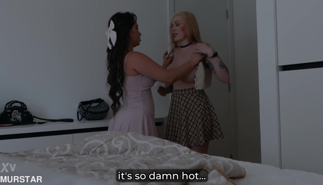 Blonde Step Mom and Step Daughter Kiss Passionately as They Help Step Son Cum in Their One Bed Hotel Room Taboo Threesome with adorable models NikaLegran, Vladimir P 2026/FullHD