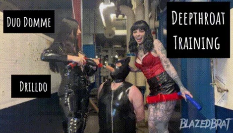 MERCY RAGE - Duo Drilldo Deepthroat Training with BlazedBrat