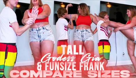 Tall Goddess Gia & Funsize Frank Compare Sizes
