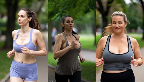 Mature MILF Jogging in Park with Huge Natural Bouncing Tits and nipple slip Compilation 1 [AI generated] 2026/FullHD