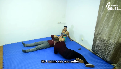 Blue Kate with Wrestling domination extortion, forced foot worship of Czech Soles studio