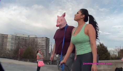 Walking the Pig in Public with Goddess Jasmine Mendez