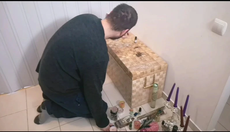 Natalie with Altar cleaning slave