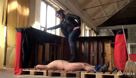 Helen Bates - Facesitting and Trampling in Jeans with German Mistresses