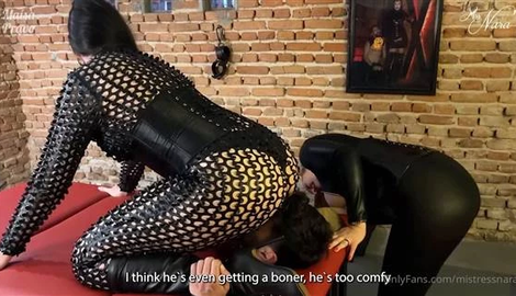 Lesbians Nara And Maisa Humiliate Their Bounded Cuckold with Mistress Nara Neveu