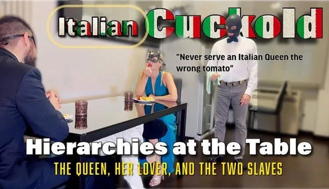 Hierarchies At The Table - The Queen Her Lover And The Two Slaves (Italian cuckold) with Gea Domina
