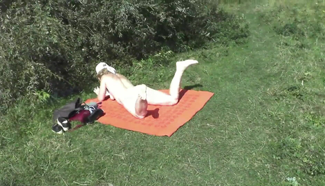 My wife sexy blonde MILF sunbathing on wild beach by river Random man saw and came closer. Then he pulled down his shorts wife sucked his cock and man cumshot on cheek Blowjob Naked in public Blow job highlighting Konstanzia, Penis73 2026/FullHD