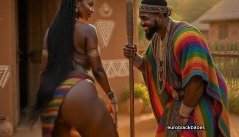 Sexy African AI ebony village maiden big boobs big ass seduced and raw fucked by handsome big dick prince. Hardcore creampie sex in traditional hut: blowjob, doggy, missionary, massive tits bouncing 2026/HD