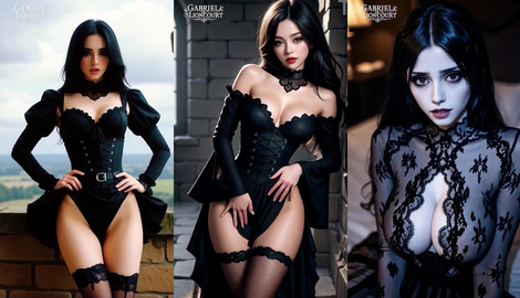 Goth girl showing off her big Tits and big ass in a castle - AI Generated 2026/FullHD