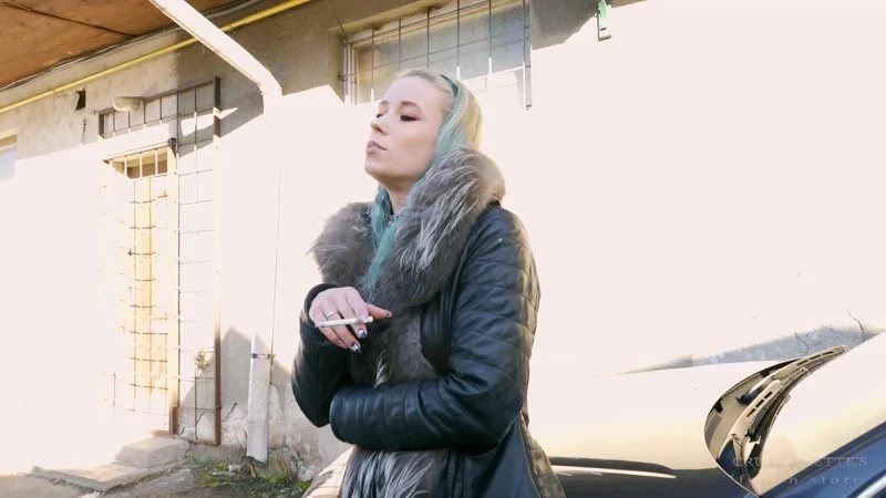Smoking outside of Cruel Anettes Fetish Store studio - 2023/HD