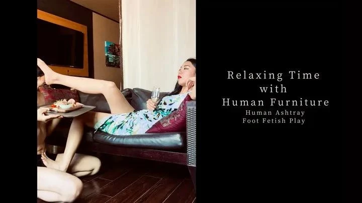 Relaxing Time With Human Furniture Human Ashtray Foot Fetish Play Vertical Video with Mistress Ruiko - 2025/SD