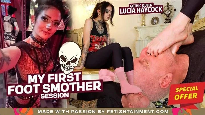 My First Foot Smother Session Foot Domination With Socks And Bare Feet With Gothic Queen Lucia Haycock with FEMDOMSQUAD Video Store - 2025/UltraHD/4K