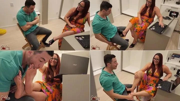 Furniture Saleswoman Seduces Client With Her Sexy Feet Foot Worship Foot Fetish High Heels Cock Teasing Soles with Kiffa Feet - 2025/FullHD